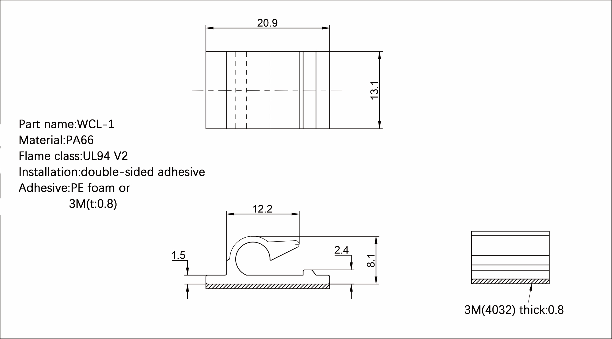 Flat Cable Clamp WCL-1